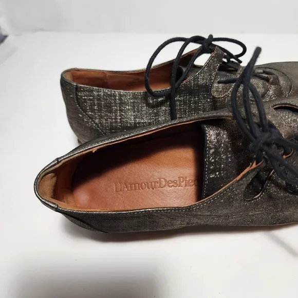 L'AMOUR des PIEDS Ximena Lace-up Loafers Shoes metallic Women Size Sz 7.5