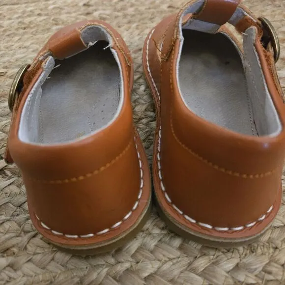 L'Amour Shoes Frances Cognac Leather T-Strap Mary Jane Size 10c