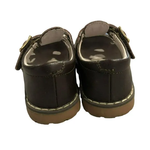 L'Amour Sz 7 Beatrix Brown Leather Mary Jane T-Strap Dress Shoes