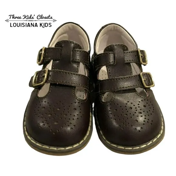 L'Amour Sz 7 Beatrix Brown Leather Mary Jane T-Strap Dress Shoes