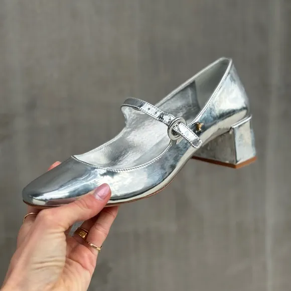 Larroude Women's Silver Mary Jane Shoes