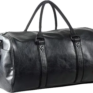 Leather Travel Bag with Shoe Pouch, Waterproof Weekender Overnight Bag, Carry On