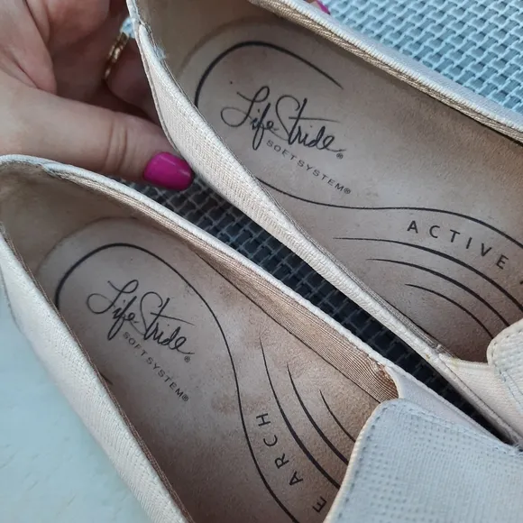 Life Stride Neon Slip On Loafers Comfort Cushioned Shoes Faux Leather 8 NEW Pink