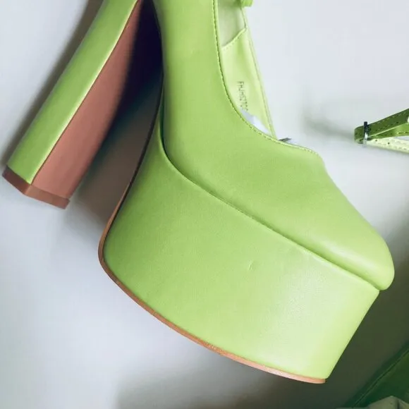 Lime Platform Chunky Babydoll Heals with Ankle Strap
