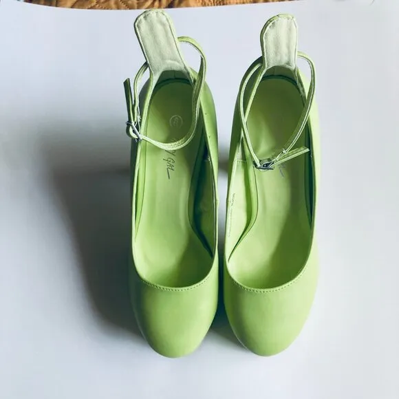 Lime Platform Chunky Babydoll Heals with Ankle Strap