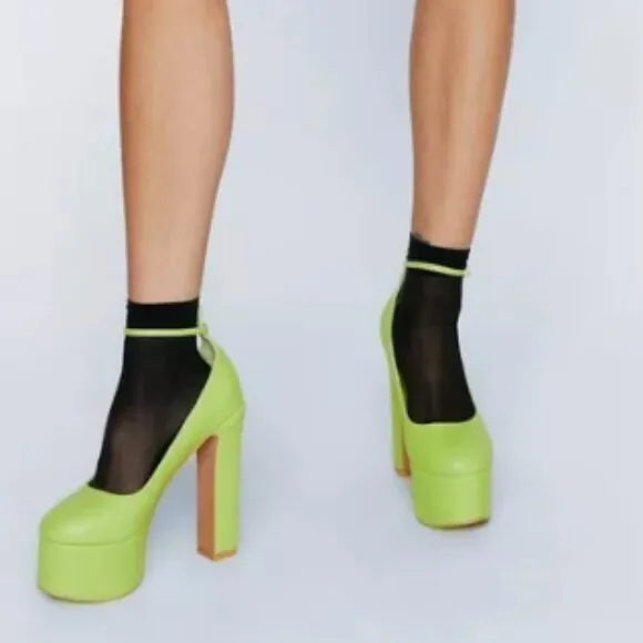 Lime Platform Chunky Babydoll Heals with Ankle Strap