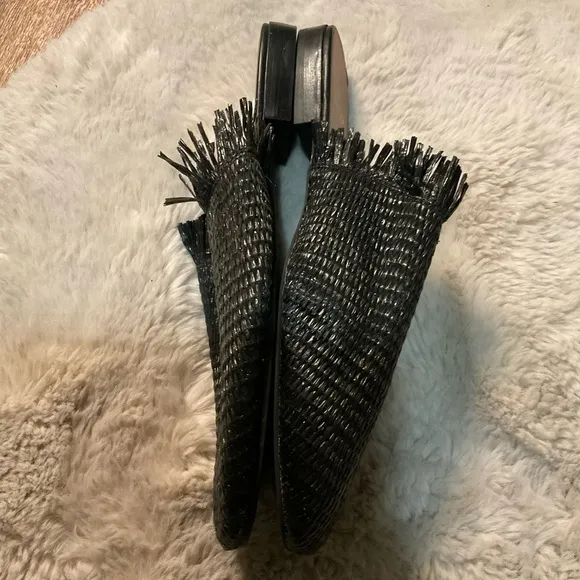 LINEA PAOLO Andine Raffia Womens Mule Black Size US 11 Slide Shoes Slip On Text