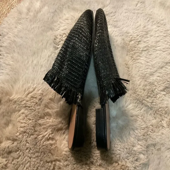 LINEA PAOLO Andine Raffia Womens Mule Black Size US 11 Slide Shoes Slip On Text