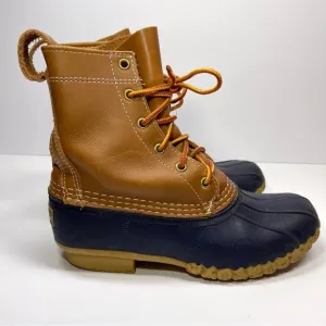 L.L Bean Women’s Bean Boots 8” Navy Tan Size 6M
