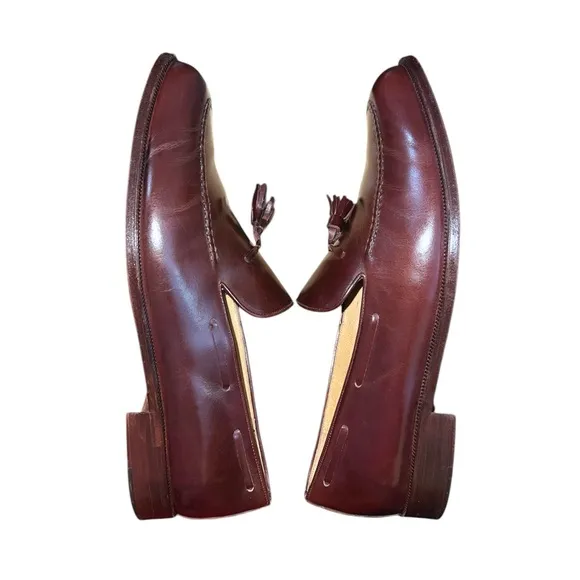 Lopez Taibo Men’s Handmade Brown Leather Loafers Size 10.5 Slip On Tassel Shoes