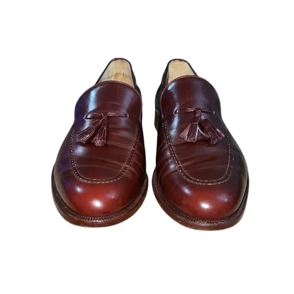 Lopez Taibo Men’s Handmade Brown Leather Loafers Size 10.5 Slip On Tassel Shoes