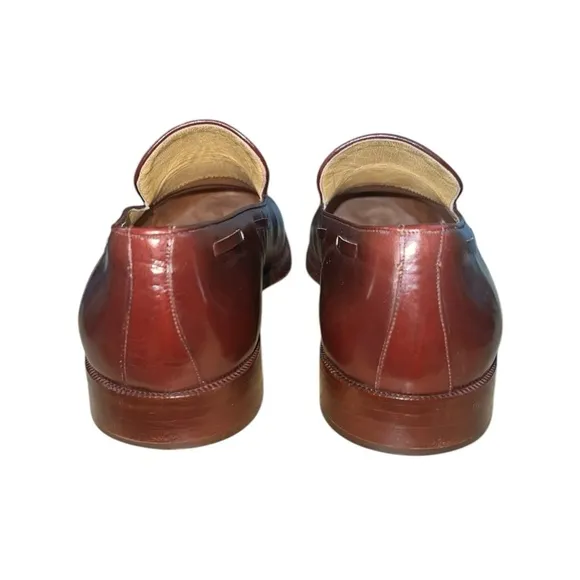 Lopez Taibo Men’s Handmade Brown Leather Loafers Size 10.5 Slip On Tassel Shoes