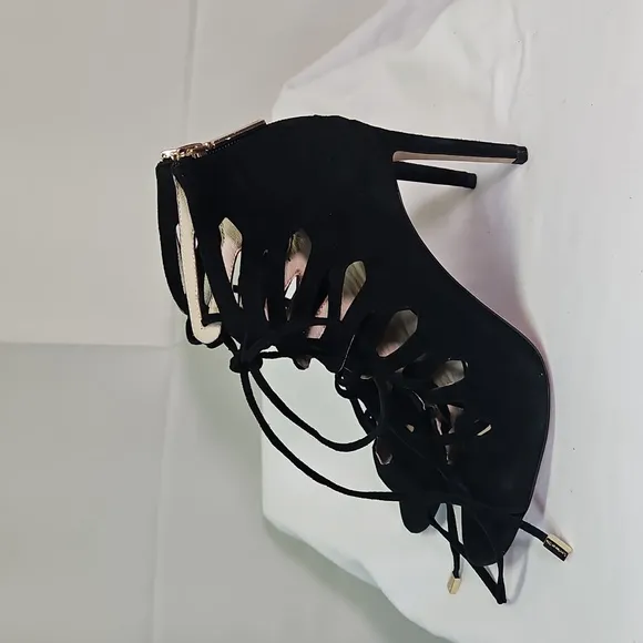 Louise et Cie Black Suede Lace-Up Women's Heels