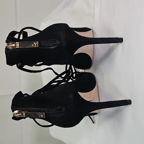 Louise et Cie Black Suede Lace-Up Women's Heels