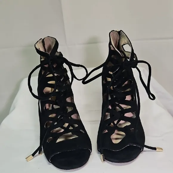 Louise et Cie Black Suede Lace-Up Women's Heels