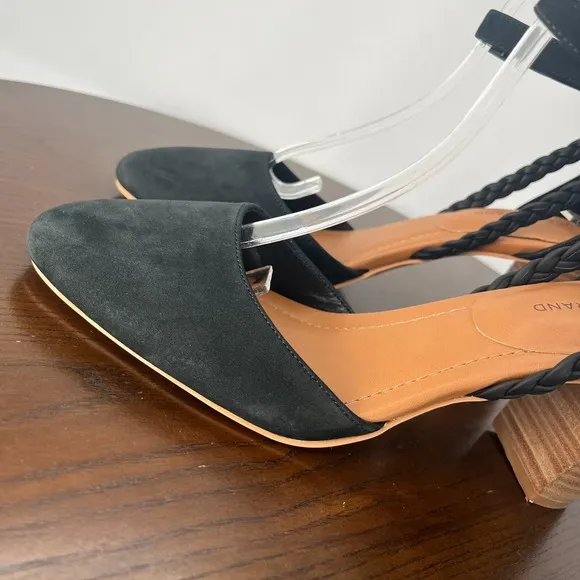 Lucky Brand Kohama Pump Shoe Womens 9.5 M Black Suede Mary Jane Ankle Strap Heel