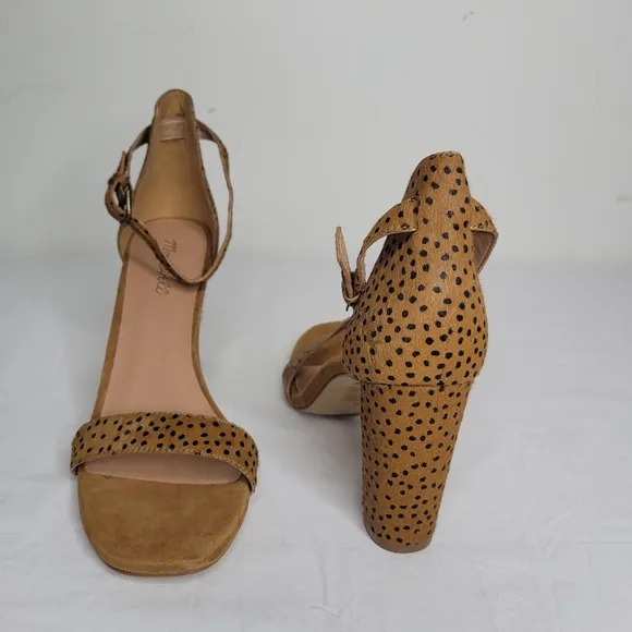 Madewell The Brooke Ankle-Strap Sandal in Spot Dot Calf Hair Size 11