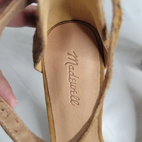 Madewell The Brooke Ankle-Strap Sandal in Spot Dot Calf Hair Size 11
