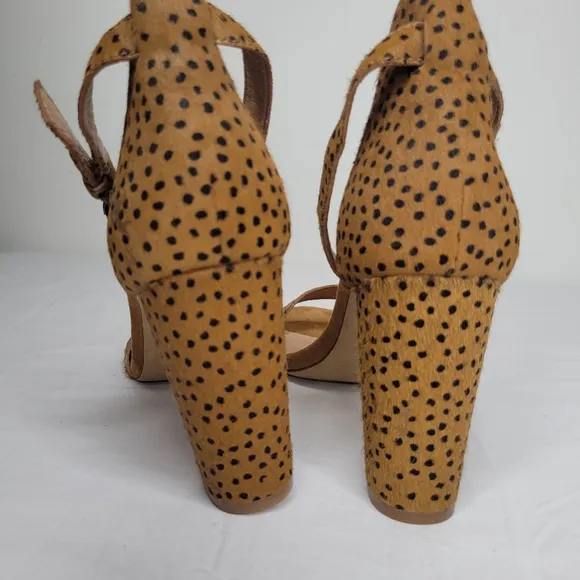 Madewell The Brooke Ankle-Strap Sandal in Spot Dot Calf Hair Size 11