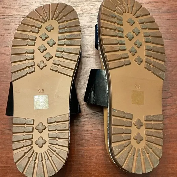 Madewell The Charley Double Strap Black Slide Sandal- size 9.5