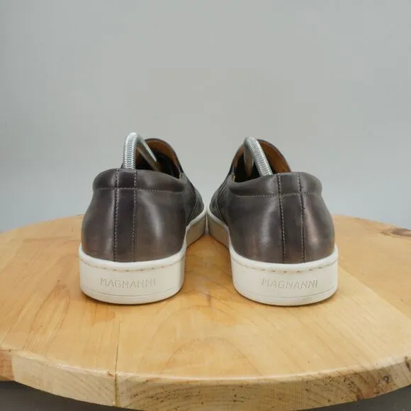 Magnanni Boltan Mens Size 11 M Shoes Grey Leather Slip On Sneakers Loafers