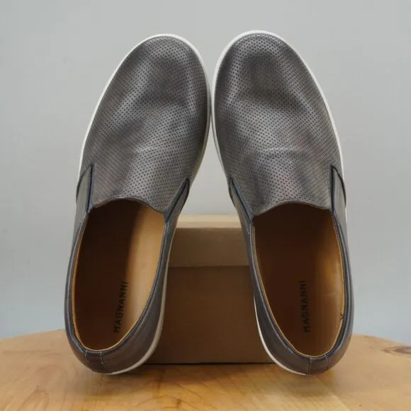 Magnanni Boltan Mens Size 11 M Shoes Grey Leather Slip On Sneakers Loafers