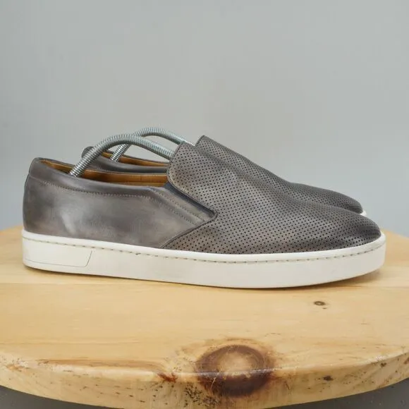 Magnanni Boltan Mens Size 11 M Shoes Grey Leather Slip On Sneakers Loafers