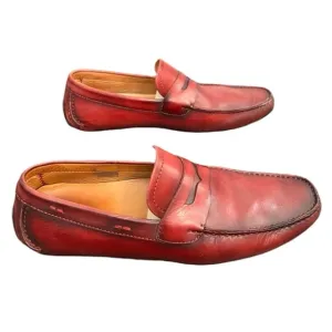 Magnanni Mens leather penny loafers size 8.5 fits like 9 length 11.5” cool color