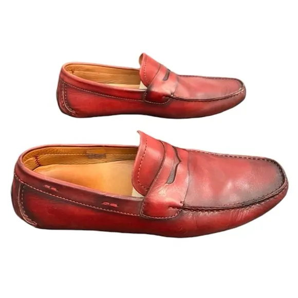 Magnanni Mens leather penny loafers size 8.5 fits like 9 length 11.5” cool color