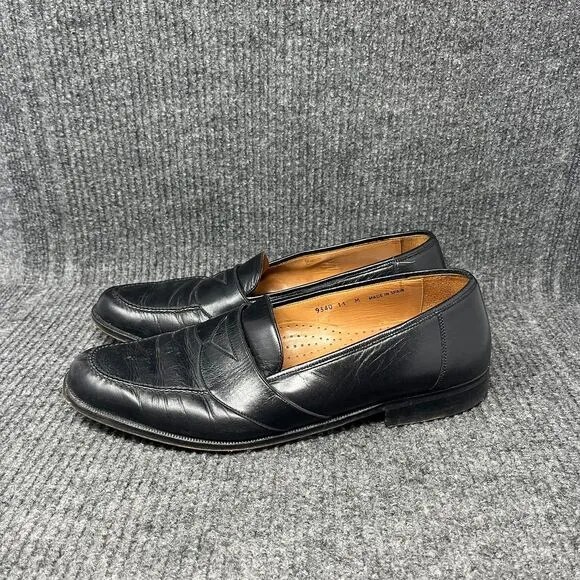 Magnanni Penny Strap Loafers Dress Shoes Black Leather Mens Size 11 M