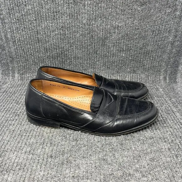 Magnanni Penny Strap Loafers Dress Shoes Black Leather Mens Size 11 M