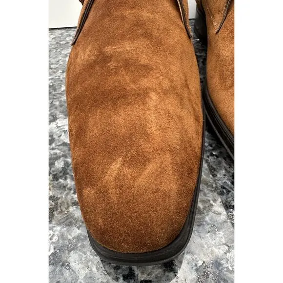 Magnanni Shoes Monk Strap Buckle Brown Suede Leather Men’s Size 13