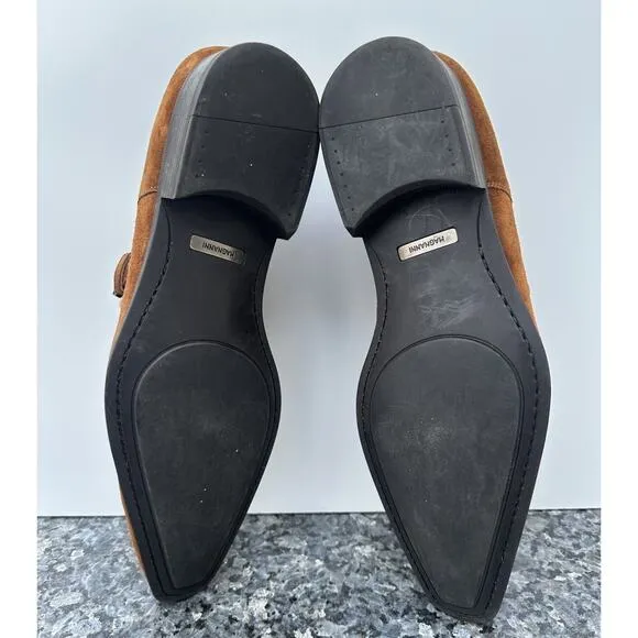Magnanni Shoes Monk Strap Buckle Brown Suede Leather Men’s Size 13