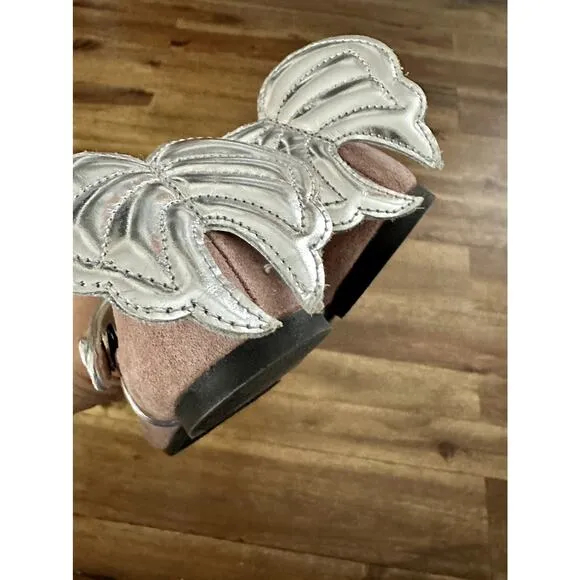 Manuela de Juan Blush Pink Leather Suede Angel Wing Mary Jane Shoes Girls 5/22