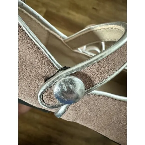 Manuela de Juan Blush Pink Leather Suede Angel Wing Mary Jane Shoes Girls 5/22