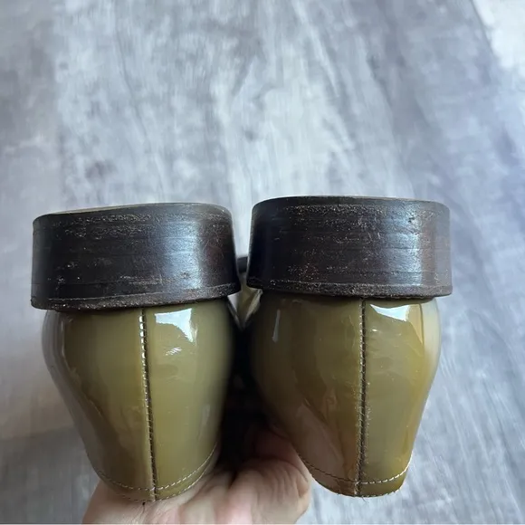 Marni Patent Leather Loafers Shoes Buckled Olive Green Black Size EU 38.5