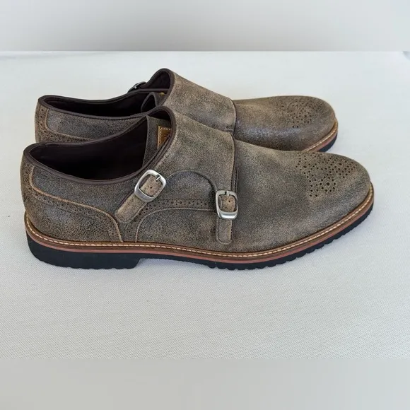MARTIN DINGMAN Tuscan Italian Calf Double Monk Shoes Men's Size 11 M Brown Stone