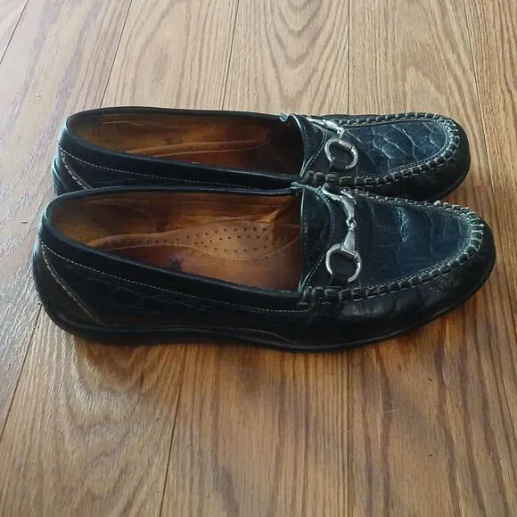 Martin Dingman Horsebit Black Driving Slip on Loafers Shoes Sz 9W  EUC