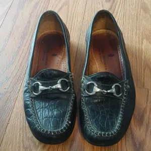 Martin Dingman Horsebit Black Driving Slip on Loafers Shoes Sz 9W  EUC