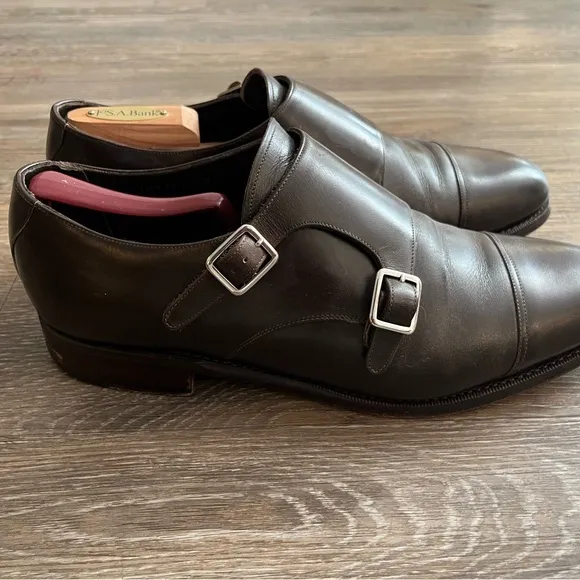 Meermin Men's Double Monk Strap Leather Shoes
