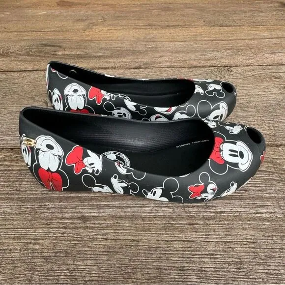 Mel Dreamed by Melissa Disney Ultragirl Mickey &amp; Minnie Mouse Flats Black Red 12