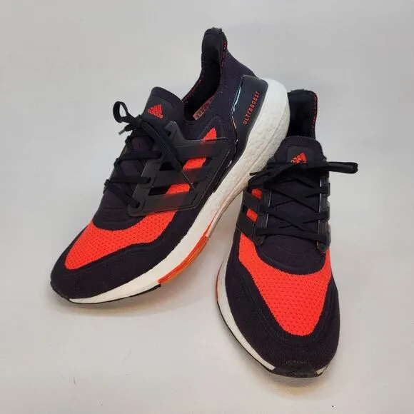 Mens 11.5 Adidas UltraBoost 21 Running Shoes Carbon-Core Black-Solar Red FZ2559