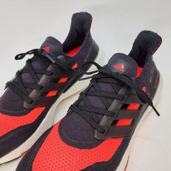 Mens 11.5 Adidas UltraBoost 21 Running Shoes Carbon-Core Black-Solar Red FZ2559