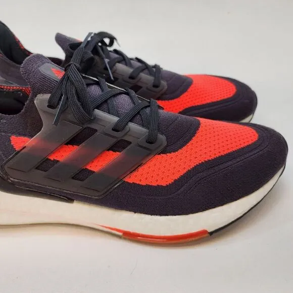 Mens 11.5 Adidas UltraBoost 21 Running Shoes Carbon-Core Black-Solar Red FZ2559