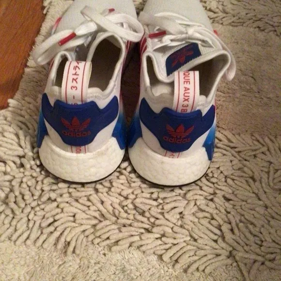 Mens Adidas White,Red,Blue Firecracker Running Shoes