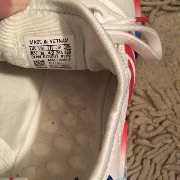 Mens Adidas White,Red,Blue Firecracker Running Shoes