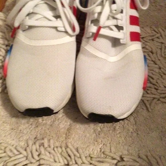 Mens Adidas White,Red,Blue Firecracker Running Shoes