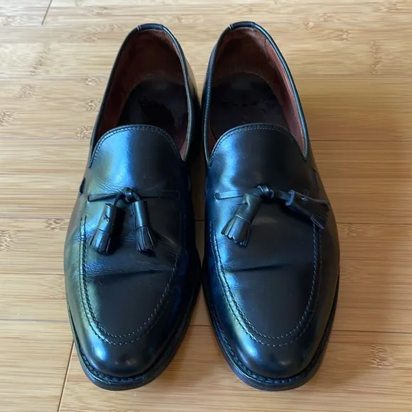 MENS ALLEN EDMONDS GRAYSON BLACK LEATHER TASSEL LOAFERS DRESS SHOES SZ 10.5