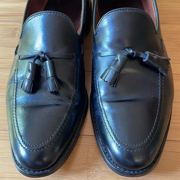 MENS ALLEN EDMONDS GRAYSON BLACK LEATHER TASSEL LOAFERS DRESS SHOES SZ 10.5