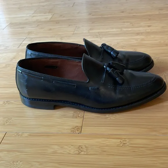 MENS ALLEN EDMONDS GRAYSON BLACK LEATHER TASSEL LOAFERS DRESS SHOES SZ 10.5
